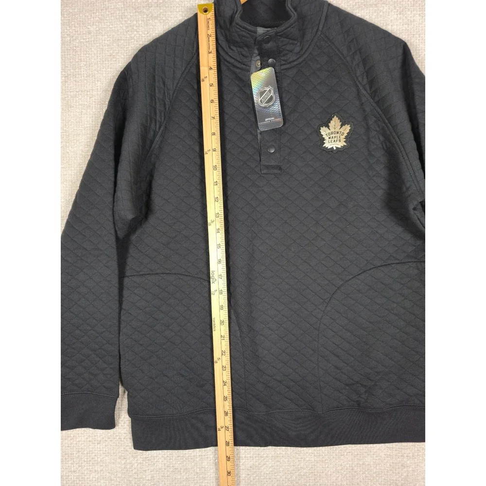 Blue 84 NHL Toronto Maple Leafs Mens Quilted Snap Mock Neck‎ Pullover Black Sz M